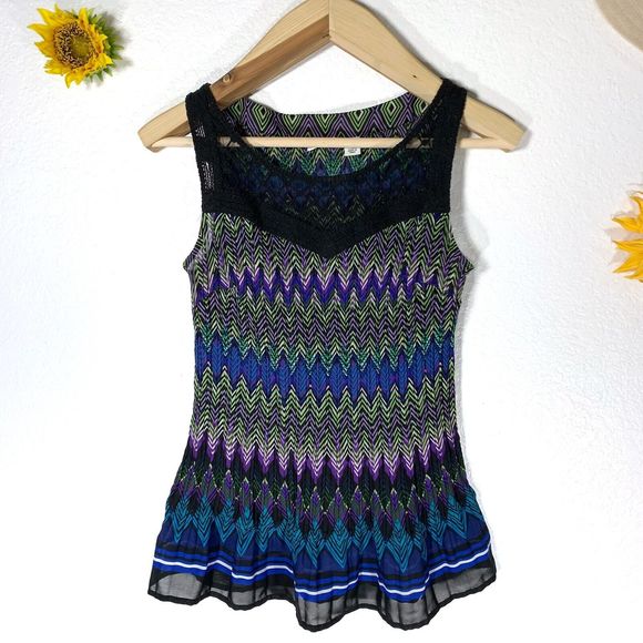 Cato Chevron Knit Ruched Sleeveless Blouse Size Medium Women’s - Picture 1 of 11